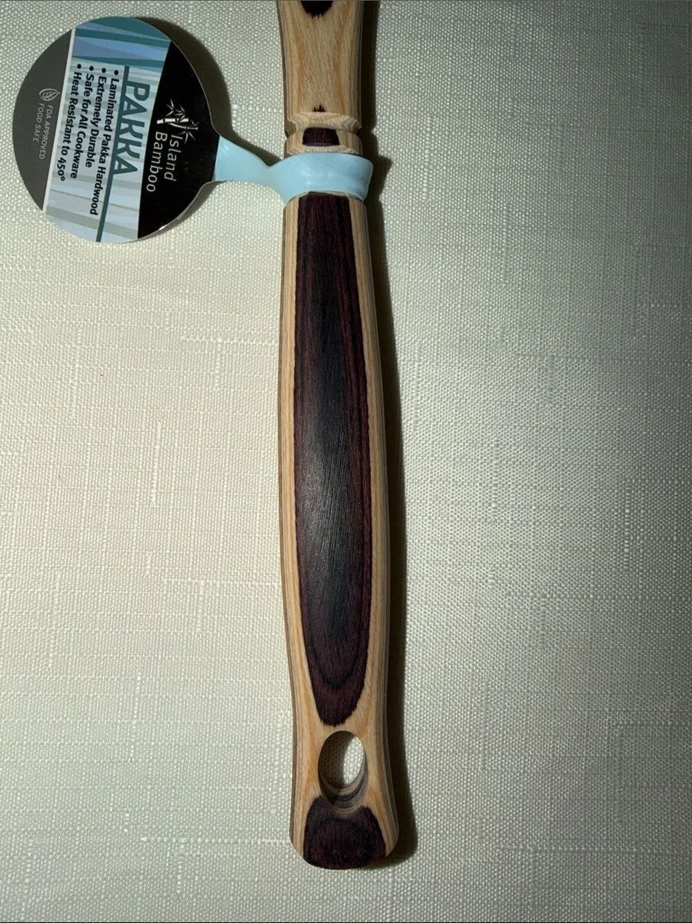 Island Bamboo 12” Natural Brown Ivory Pakka Wood Spoon for All Cookware